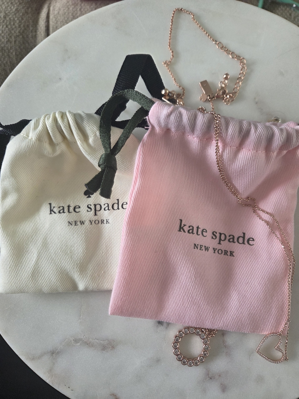 kate spade Rose Gold Heart & Crystal Circle Pendant Necklace Set - Picture 7 of 7